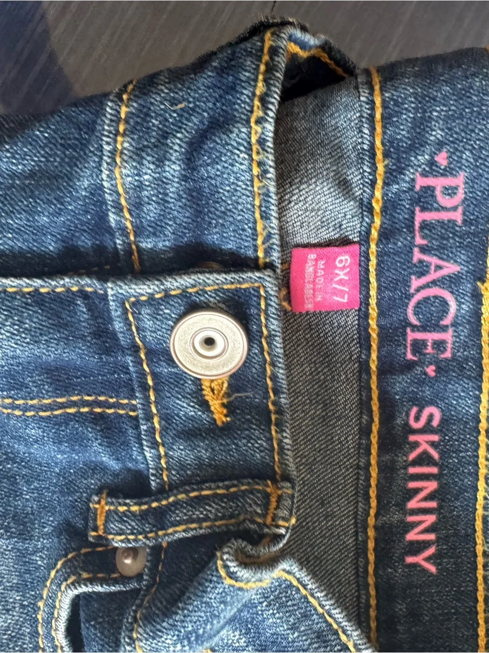 Place Girls Dark Blue Flare Jeans with Gold Stitching